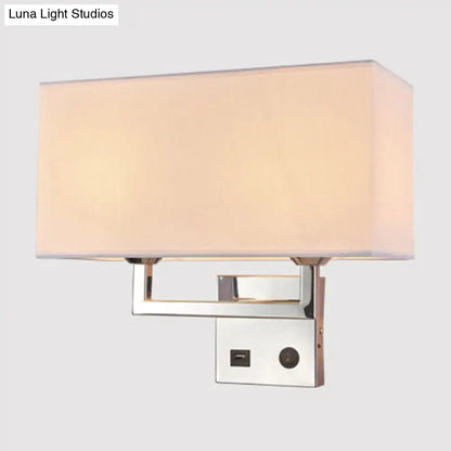 Beige Fabric Wall Sconce with chrome frame and USB port Decorbites on Tampa Home & Garden Store