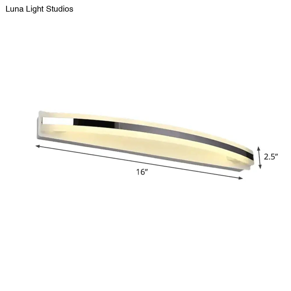 Chrome vanity LED light by Decorbites, curved bar fixture with frosted diffuser, 16 in long on Tampa Home & Garden Store