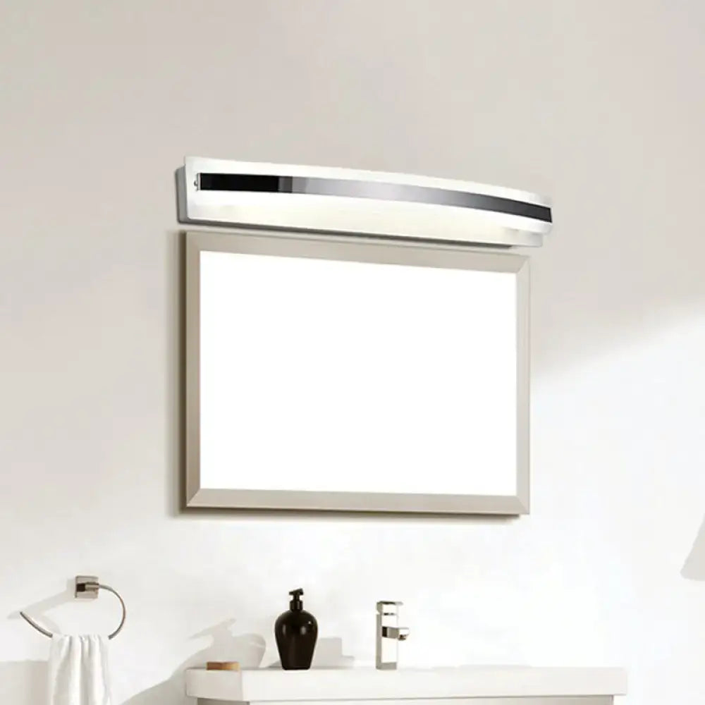 Chrome vanity LED light fixture by Decorbites mounted above a bathroom mirror on Tampa Home & Garden Store