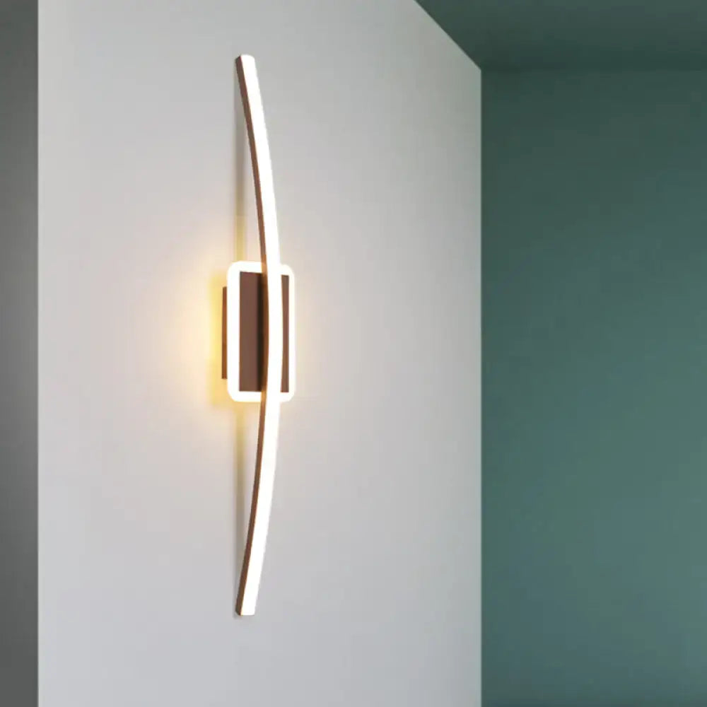 Gold Coffee Linear Wall Sconce by Decorbites with warm LED glow on Tampa Home & Garden Store