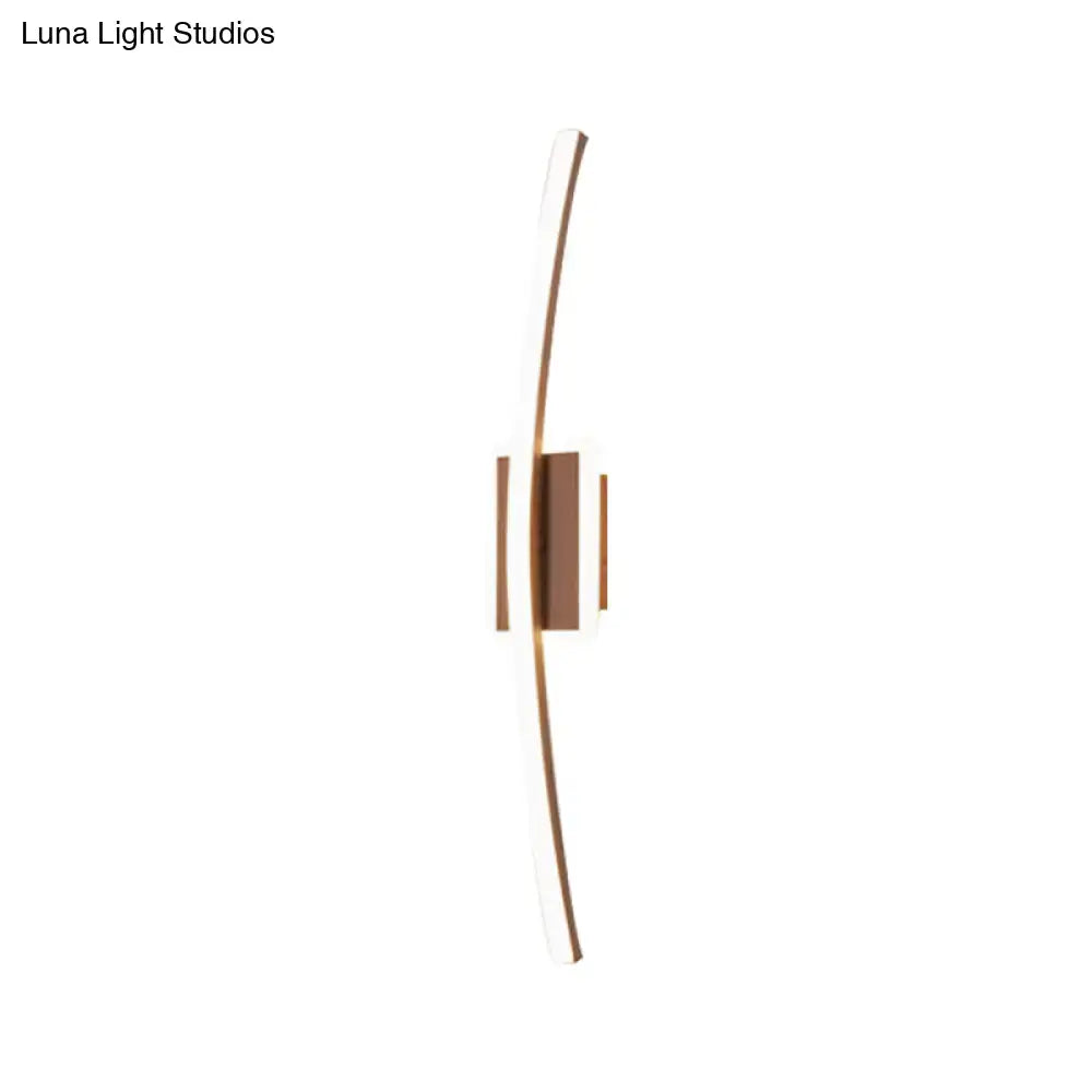 Gold coffee linear wall sconce with curved slim bars and rectangular backplate Decorbites on Tampa Home & Garden Store
