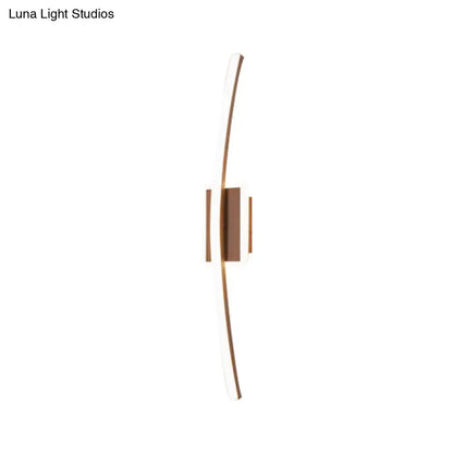 Gold coffee linear wall sconce with curved slim bars and rectangular backplate Decorbites on Tampa Home & Garden Store