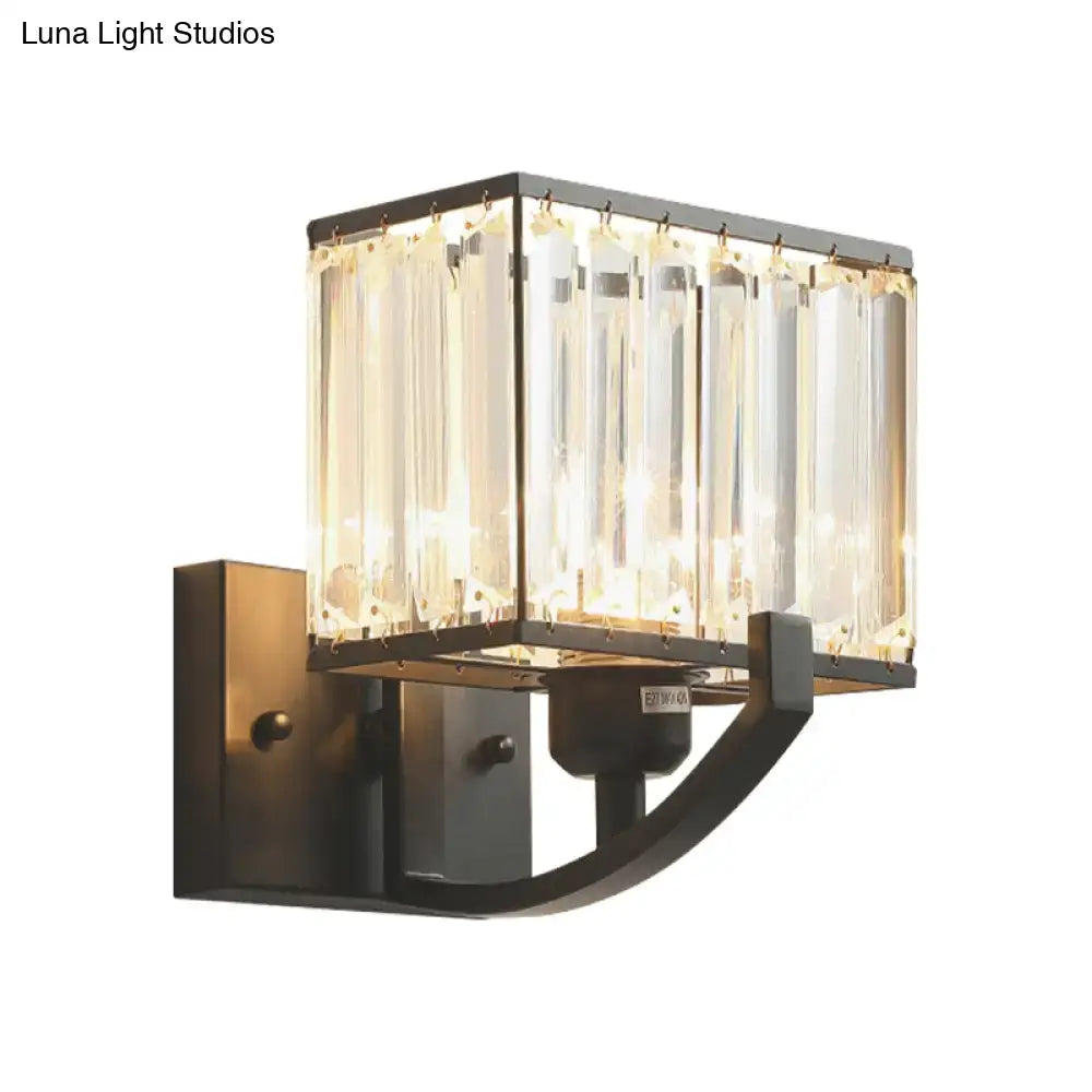 Crystal Wall Sconce Light Decorbites with glass crystal panels in black metal frame on Tampa Home & Garden Store