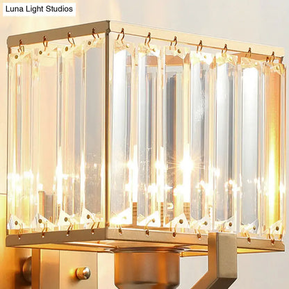 Crystal Wall Sconce Light in brass frame with vertical crystal prisms Decorbites on Tampa Home & Garden Store