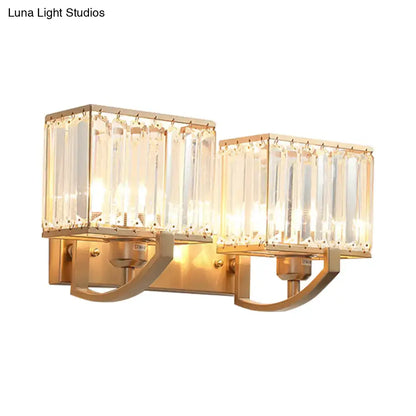 Crystal Wall Sconce Light by Decorbites in gold finish with rectangular crystal prisms on Tampa Home & Garden Store