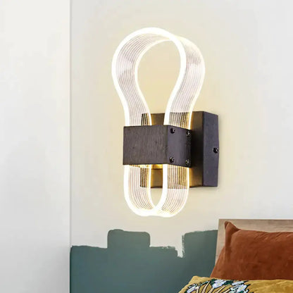 Modern Dark Bronze Led Wall Lamp Ribbed Glass