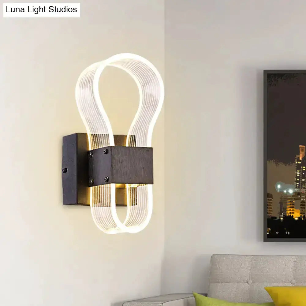 Modern Dark Bronze Led Wall Lamp Ribbed Glass