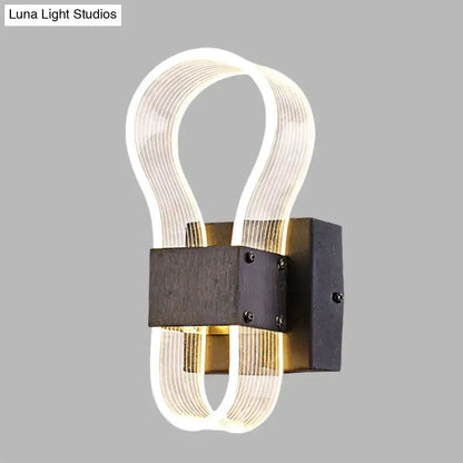 Modern Dark Bronze Led Wall Lamp Ribbed Glass