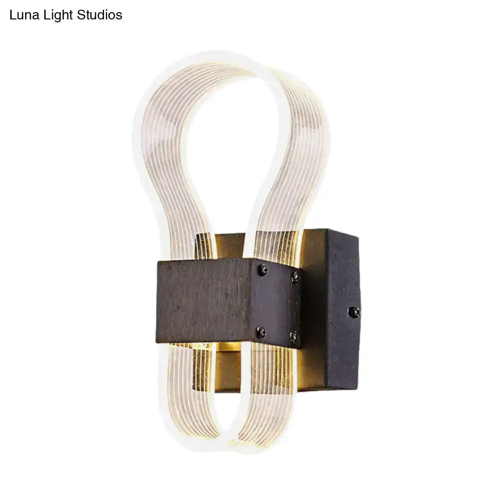 Modern Dark Bronze Led Wall Lamp Ribbed Glass
