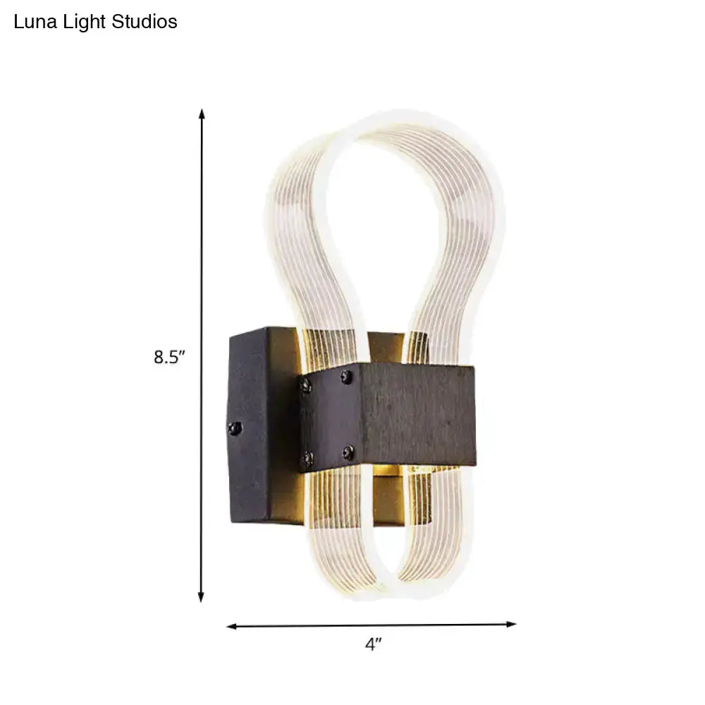 Modern Dark Bronze Led Wall Lamp Ribbed Glass