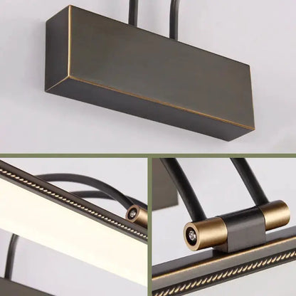 Modern dark bronze LED vanity wall light with brass end caps and rope edge on Tampa Home & Garden Store