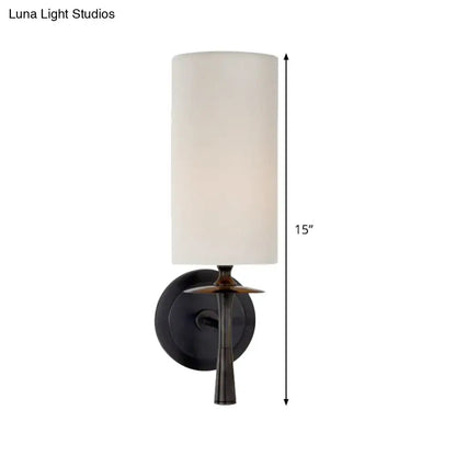 Bronze White Glass Wall Sconce with tall cylindrical shade, single-light fixture on Tampa Home & Garden Store