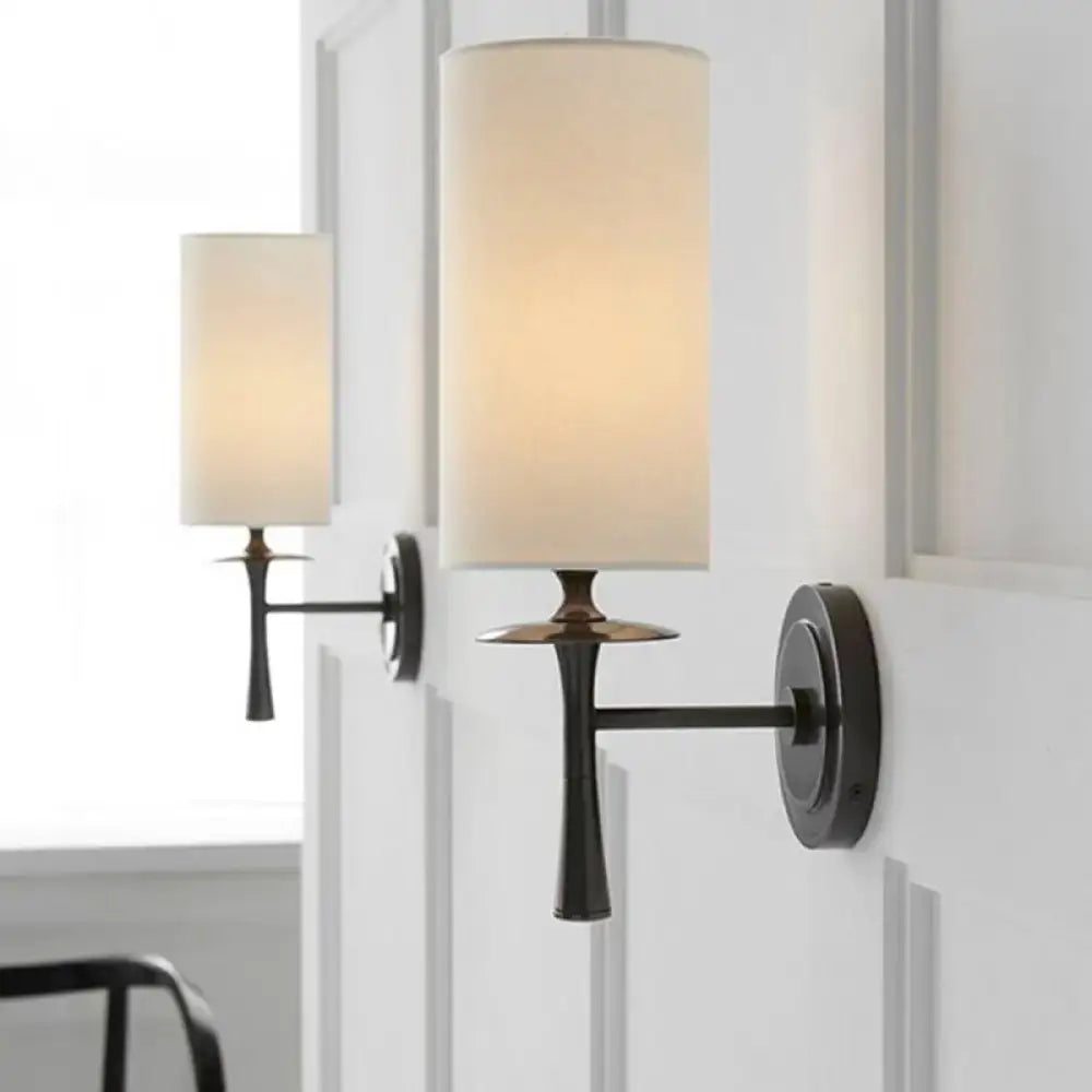 Bronze White Glass Wall Sconce pair with cylindrical white shade, Decorbites wall-mounted fixtures on Tampa Home & Garden Store