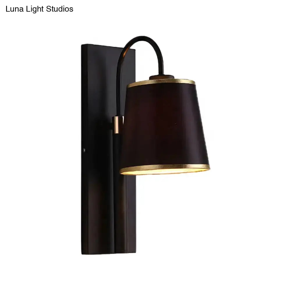 Modern Brown and Gold Conical Shade Wall Lamp