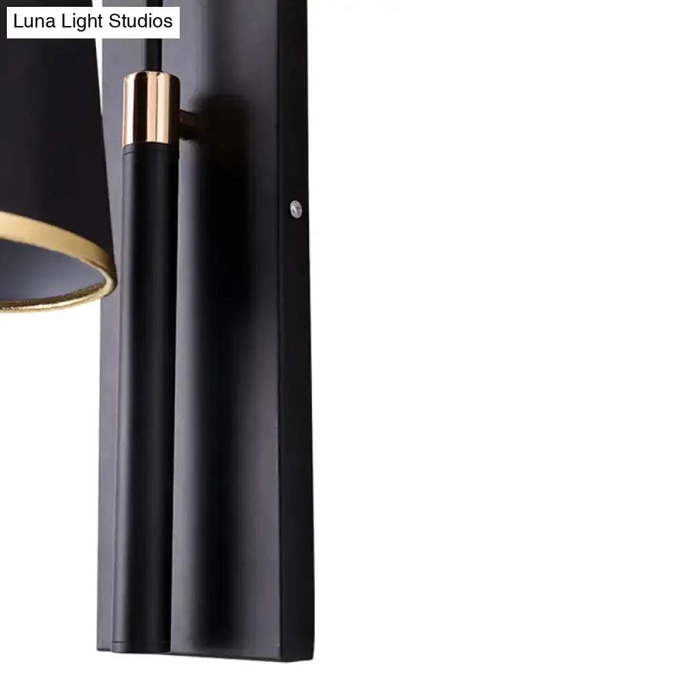 Modern Brown and Gold Conical Shade Wall Lamp