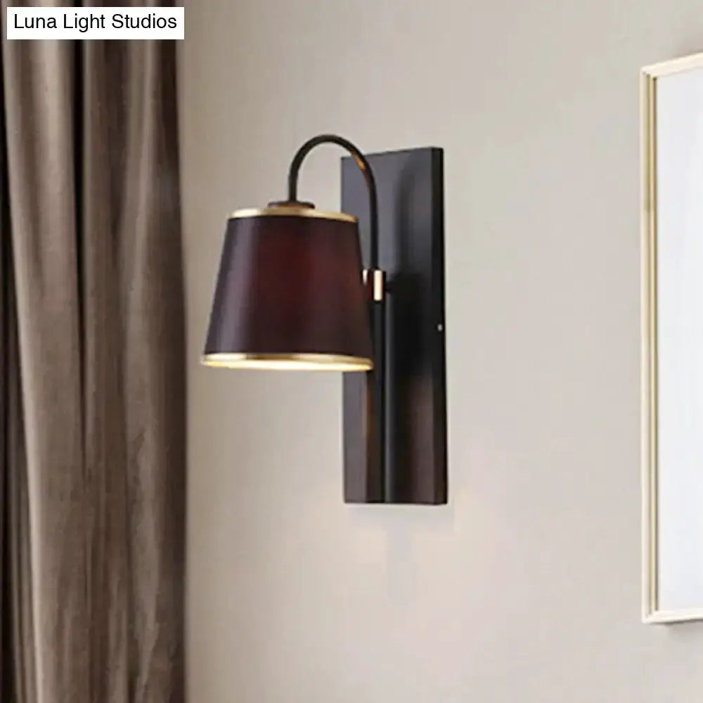Modern Brown and Gold Conical Shade Wall Lamp