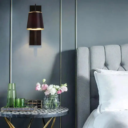 Modern Brown and Gold Conical Shade Wall Lamp