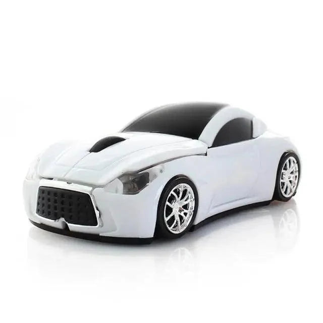 Stevvex car-shaped wireless mouse, white sport car design with black roof, 1600DPI on Tampa Home & Garden Store