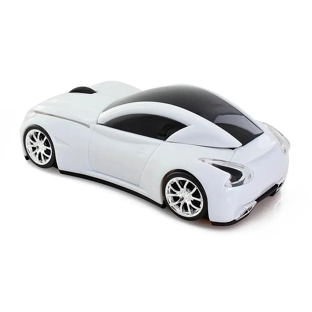White sport car shape toy car with chrome rims and dark tinted windows on Tampa Home & Garden Store