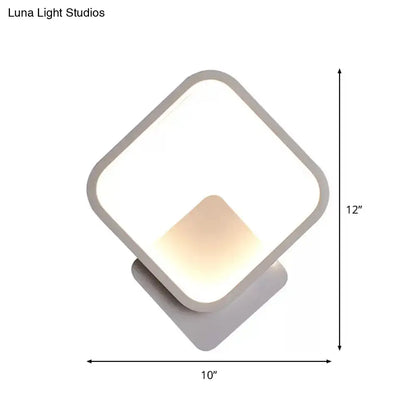 White LED Fillet Square Ring Acrylic Sconce Light - Wall Mounted Lamp in Warm/White Light, 10"/12" Wide