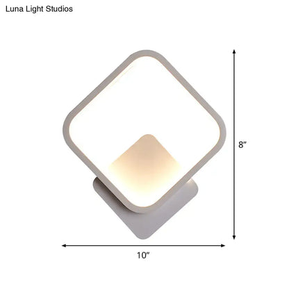 White LED Fillet Square Ring Acrylic Sconce Light - Wall Mounted Lamp in Warm/White Light, 10"/12" Wide