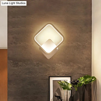 White LED Fillet Square Ring Acrylic Sconce Light - Wall Mounted Lamp in Warm/White Light, 10"/12" Wide