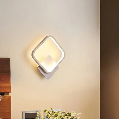 White LED Fillet Square Ring Acrylic Sconce Light - Wall Mounted Lamp in Warm/White Light, 10"/12" Wide