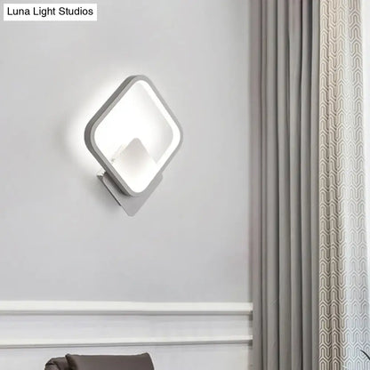 White LED Fillet Square Ring Acrylic Sconce Light - Wall Mounted Lamp in Warm/White Light, 10"/12" Wide
