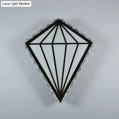 White Diamond Wall Light by Decorbites; diamond wall sconce, black frame, white glass panels on Tampa Home & Garden Store