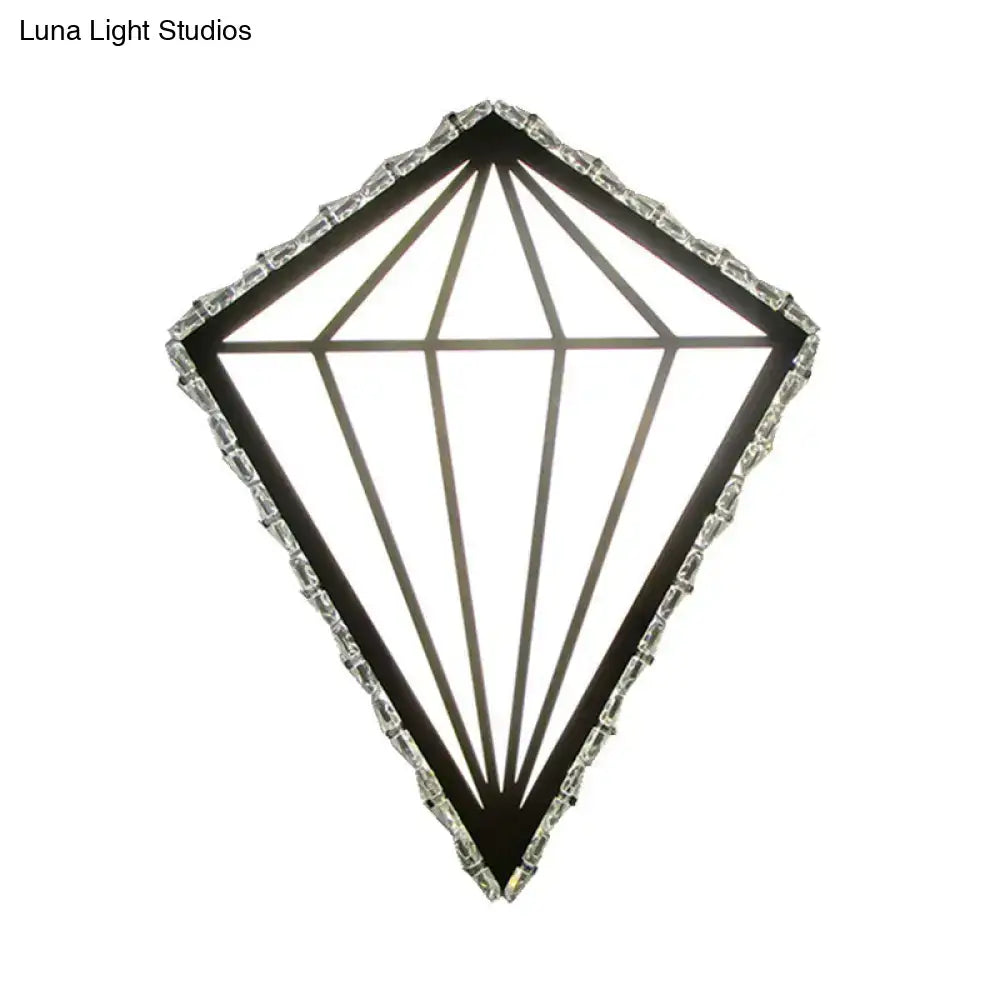 White Diamond Wall Light by Decorbites, black metal diamond frame with crystal border on Tampa Home & Garden Store