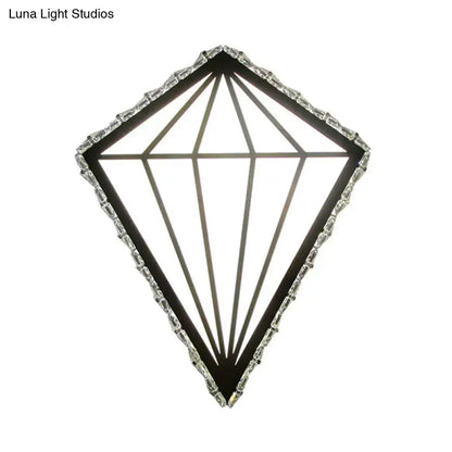 White Diamond Wall Light by Decorbites, black metal diamond frame with crystal border on Tampa Home & Garden Store