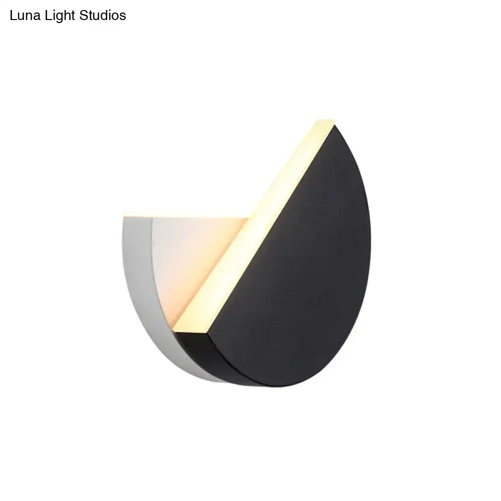 Black White Semicircle Wall Sconce two-tone metal with warm LED glow on Tampa Home & Garden Store