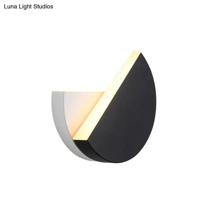 Black White Semicircle Wall Sconce two-tone metal with warm LED glow on Tampa Home & Garden Store