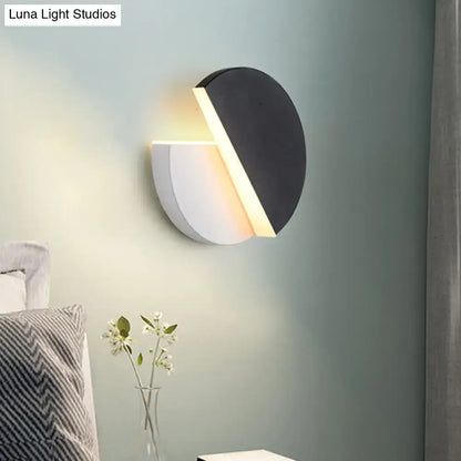 Black white semicircle wall sconce with diagonal warm LED bar Decorbites on Tampa Home & Garden Store