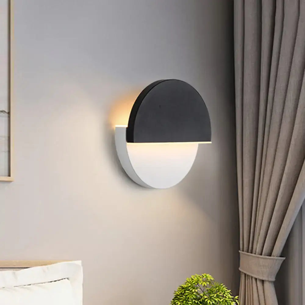 Black White Semicircle Wall Sconce, two-tone modern wall light by Decorbites on Tampa Home & Garden Store
