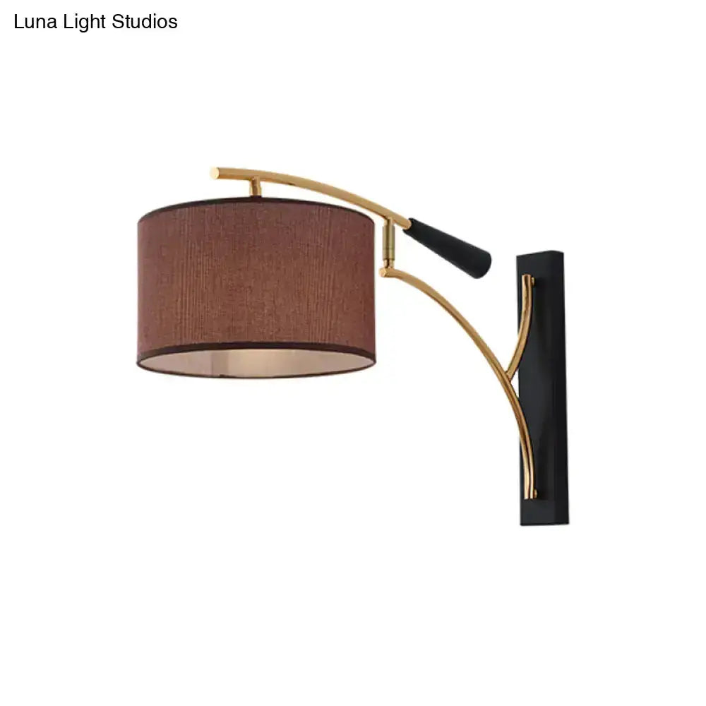 Modern Drum Shade Wall Lamp In Flaxen Coffee