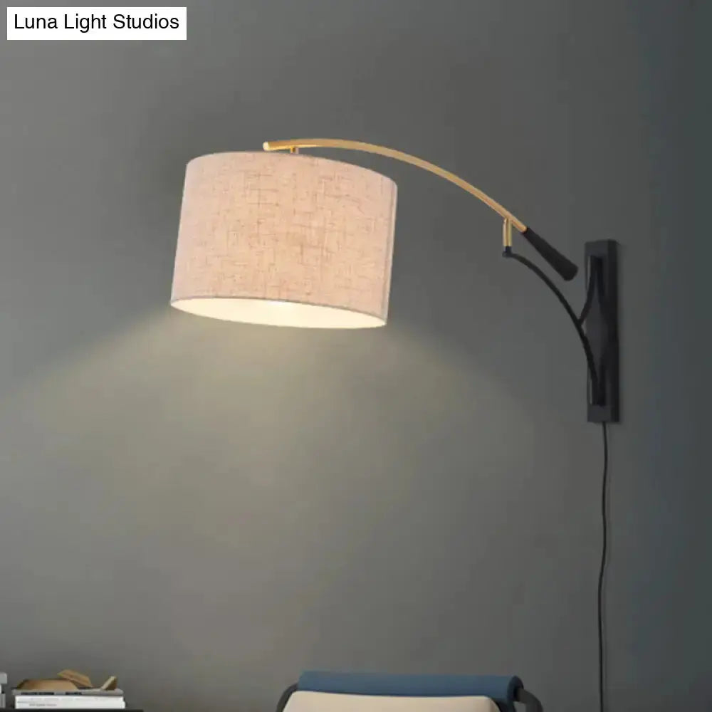 Modern Drum Shade Wall Lamp In Flaxen Coffee
