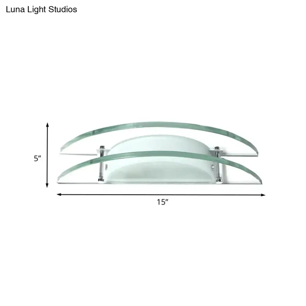 Chrome Dual Arc Wall Sconce with curved glass arcs and frosted diffuser by Decorbites on Tampa Home & Garden Store