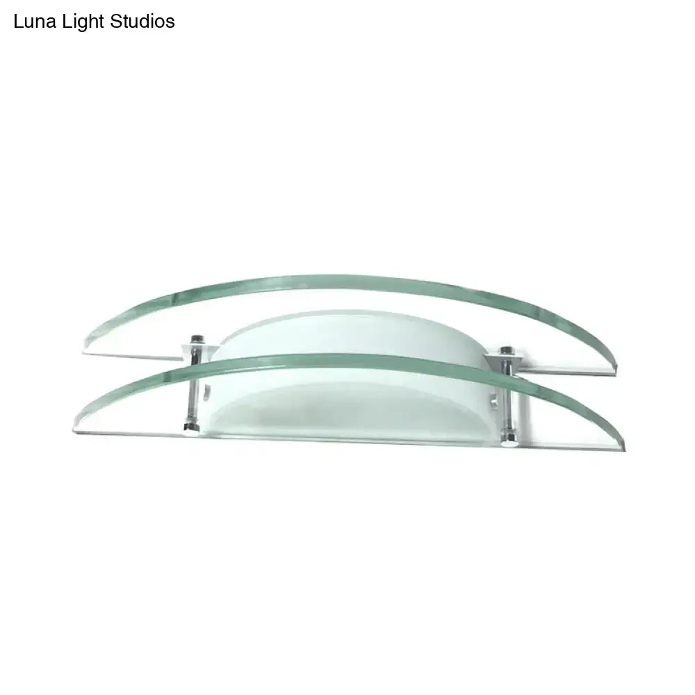 Chrome Dual Arc Wall Sconce with frosted glass diffuser and dual curved glass arcs Decorbites on Tampa Home & Garden Store