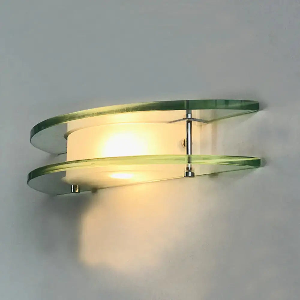 Decorbites Chrome Dual Arc Wall Sconce with frosted glass shade and twin glass arcs on Tampa Home & Garden Store