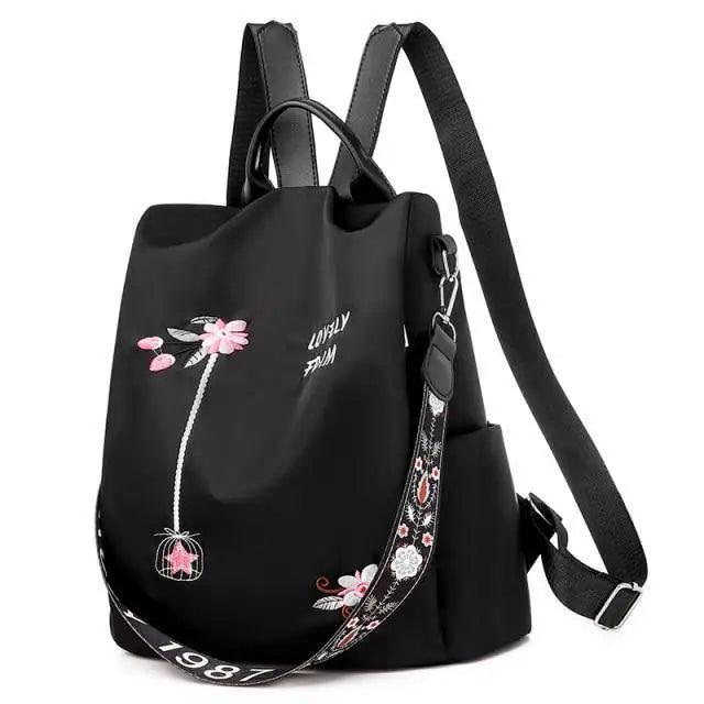 Women's waterproof backpack by Stevvex with pink floral print, large capacity school bag on Tampa Home & Garden Store