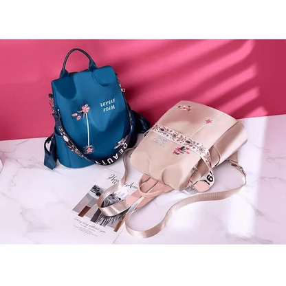 Modern Elegant Waterproof Women's Backpacks blue and beige floral 2-pack Stevvex large capacity on Tampa Home & Garden Store