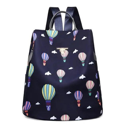 Stevvex women's waterproof backpack navy blue with colorful hot air balloon print school bag on Tampa Home & Garden Store