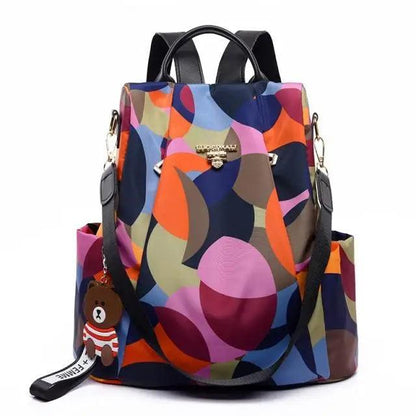 Stevvex waterproof women's backpack with abstract print and anti-theft design, black straps on Tampa Home & Garden Store