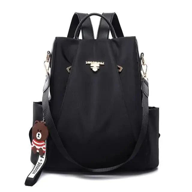 Backpack Stevvex waterproof black with anti-theft design and gold logo, large capacity on Tampa Home & Garden Store