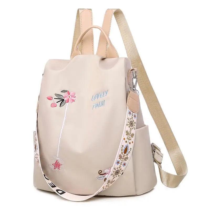 Stevvex waterproof women's backpack ST27088EJO beige floral print anti-theft, large capacity on Tampa Home & Garden Store