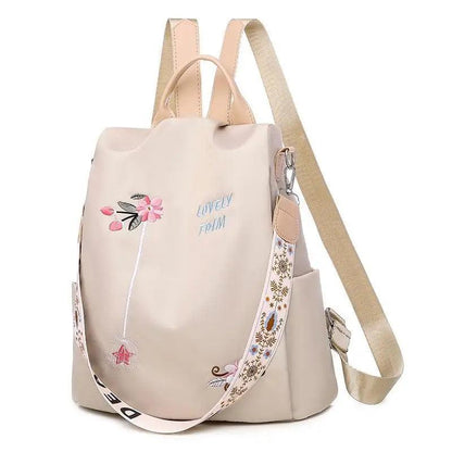 Stevvex waterproof women's backpack ST27088EJO beige floral print anti-theft, large capacity on Tampa Home & Garden Store