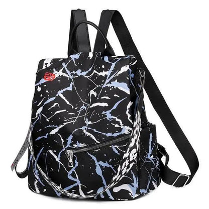 Stevvex waterproof women's backpack black marble print; front zipper pocket, large-capacity bag on Tampa Home & Garden Store