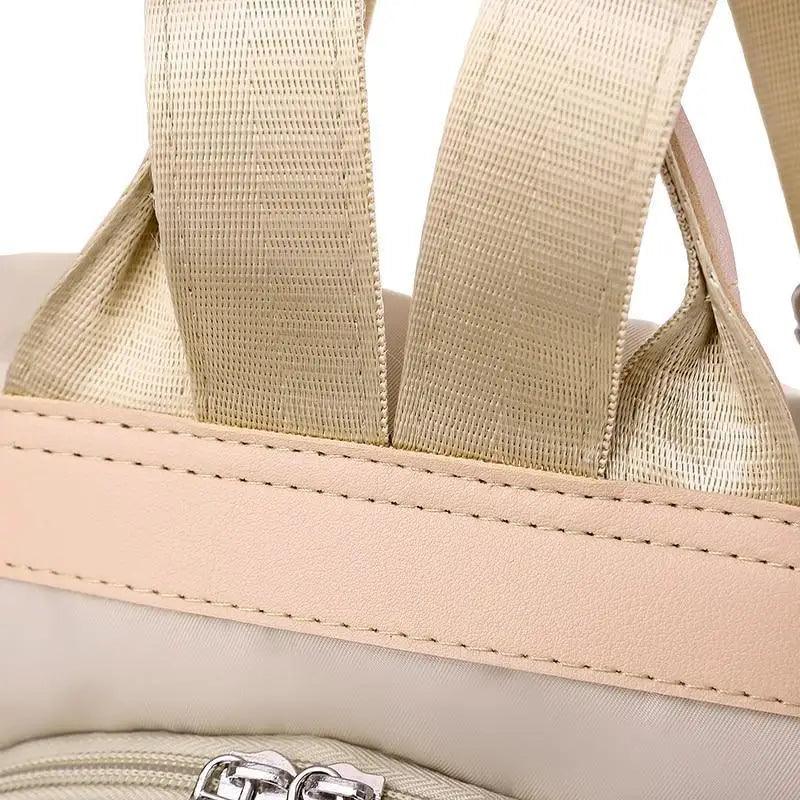 Stevvex waterproof women's backpack beige straps pink trim zipper pocket school bag on Tampa Home & Garden Store