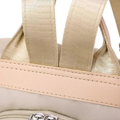 Stevvex waterproof women's backpack beige straps pink trim zipper pocket school bag on Tampa Home & Garden Store